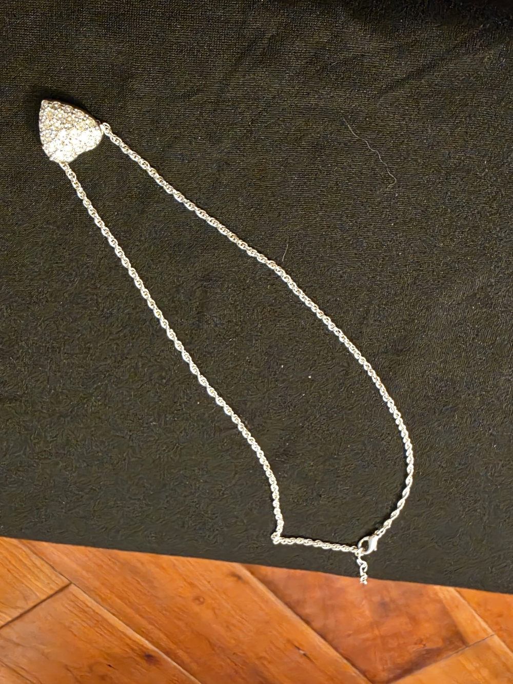 Silver Heart Pendant Necklace with Crystal Pavé
